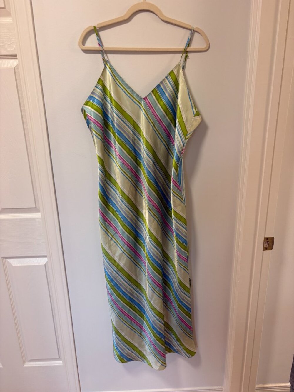 Vintage 90s Valerie Stevens Striped Mini Length negligee nightgown nightie